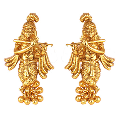 Gold Plated Lord Krishna Pendant Set With Earring & Finger Ring .