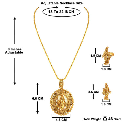 Gold Plated Lord Krishna Pendant Set With Earring & Finger Ring .