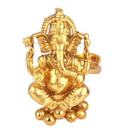 Gold Plated Lord Ganesh Pendant Set With Earring & Finger Ring .