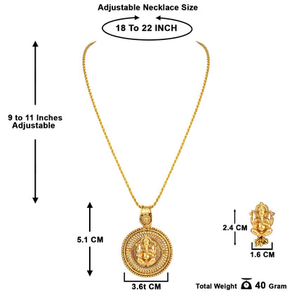 Gold Plated Lord Ganesh Pendant Set With Earring .