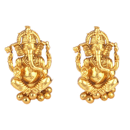Gold Plated Lord Ganesh Pendant Set With Earring .