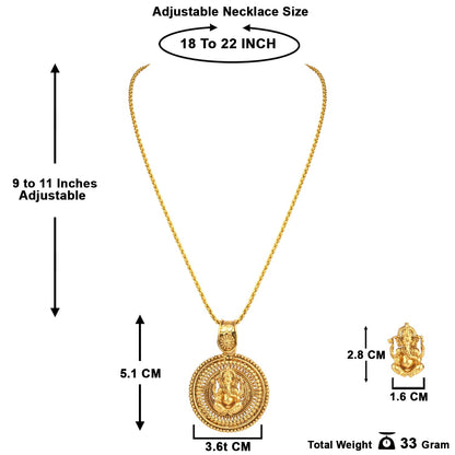 Gold Plated Lord Ganesh Pendant Set With Earring .