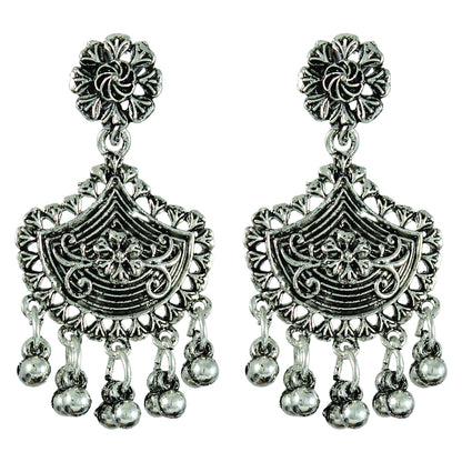 JFL - Jewellery for Less Navratri Special Oxidised Silver Plated Multicolor Stone Necklac Set for Women & Girls – Statement Necklace, Earrings, Maang Tikka & Multicolor Beaded Bracelet Combo